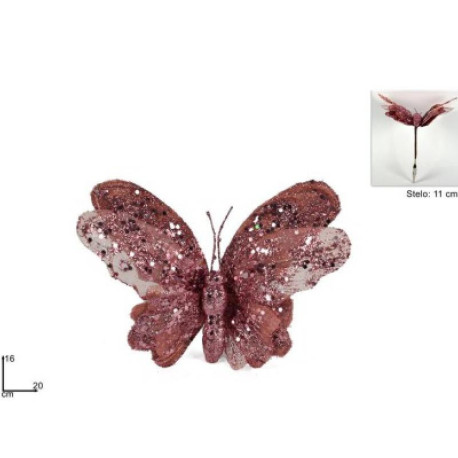 PROHOME - Motýl vánoční 16cm růžový